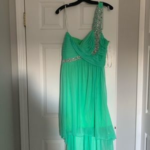 Sea foam Green One Shoulder Prom Dress High-Low